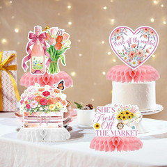 9 Pcs Fresh off the Market Bridal Shower Party Centerpieces, Watercolor Flower C