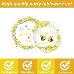 Delightful 96-Count Bee Gender Reveal Plates, Napkins & Forks – Easy Party Setup