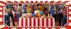 2 Packs Red and White Striped Table Skirt Circus Table Skirt Carnival Theme