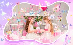 57 Pcs Butterfly Hanging Swirls Decorations for Butterfly Floral Hanging Swirl