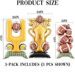 3pcs Standing Football Balloons Set, Football Party Decorations for Boys, 47i…