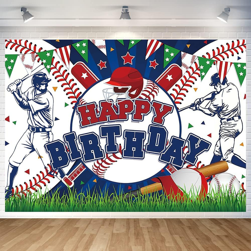Baseball Birthday Party Backdrop Baseball Themed Happy Birthday Banner Photograp