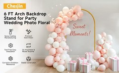 6 FT Wedding Arch Frame Backdrop Stand for Party, Balloon Arch Stand, Wedding