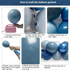 Dusty Blue Balloon Arch Light Dark Blue Balloons Different Size Blueberry Bal…