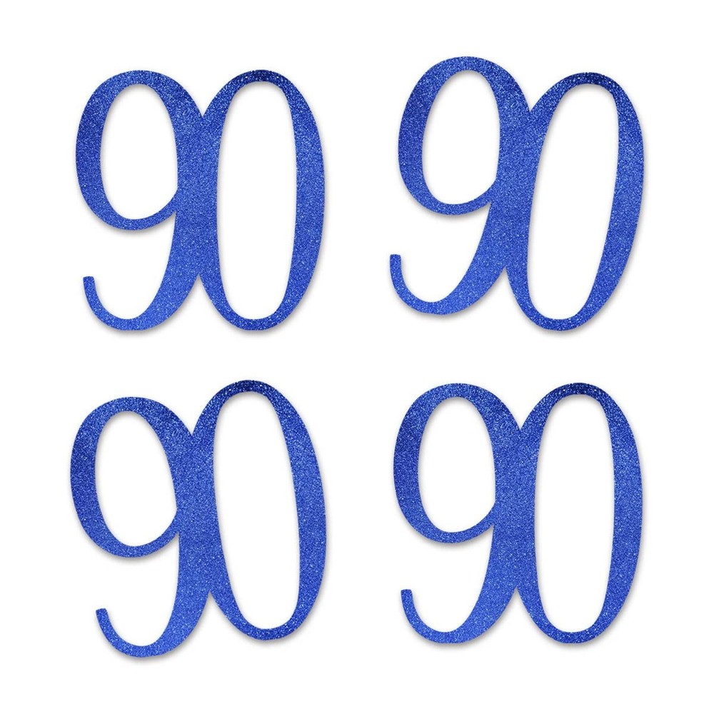 Blue Glitter 90 Cut Out Numbers 90th Birthday Party Anniversary Decorations