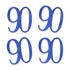 Blue Glitter 90 Cut Out Numbers 90th Birthday Party Anniversary Decorations