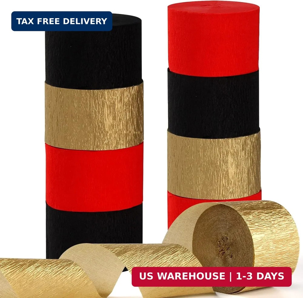 Red-Black Gold Casino-Theme Party-Decorations Streamers – 9 Rolls Graduation Wed