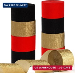 Red-Black Gold Casino-Theme Party-Decorations Streamers – 9 Rolls Graduation Wed