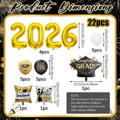 22pcs Graduation Party Balloons,2026 Graduation Party,College & High School Grad