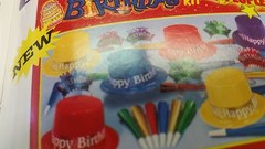 HAPPY BIRTHDAY PARTY KIT PLASTIC HATS/TIARAS/HORNS ((KIT FOR TEN PEOPLE/KIDS))