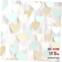 Sage-Green Gold Tea Party Decorations Heart Garland – 52Ft Sage-green Gold Tea