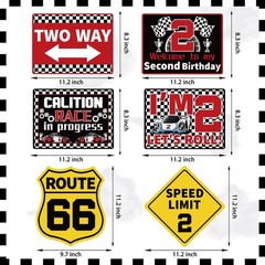 10 PCS Two Fast Birthday Decorations Boys 2nd Race Car Wall Signs Party Props