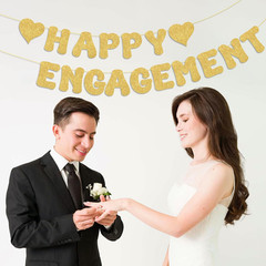 Adecortallk Glitter Happy Engagement Banner Engagement Party Decorations Engaged