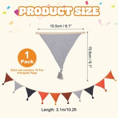 3.1m/10.2ft Fabric Pennant Banner, Pennant Banner Flags, Orange/Grey