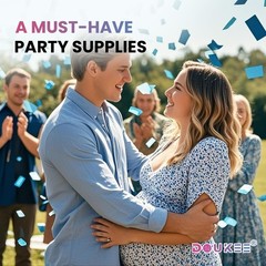Gender Reveal Blue Confetti Cannon, DOUKEE Biodegradable Navy and Blue Tissue…