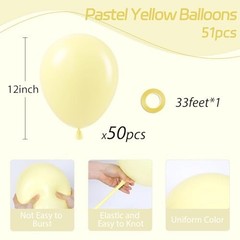 balloons 12 inch, Light Yellow Latex Balloons 50pcs Party Balloon Pastel Yellow