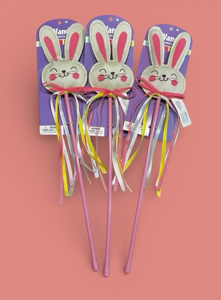 Easter Plushy Friendly Bunny Ribbon Wand Party Favor 20″ Set Of 3 New With Tag