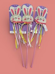 Easter Plushy Friendly Bunny Ribbon Wand Party Favor 20″ Set Of 3 New With Tag