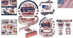 Patriotic 250th Anniversary Kit, 180Pcs, Serve 60 Guests