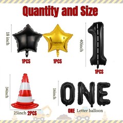 13pcs Construction Theme Birthday Party Decorations, Number 1 Large Construct…