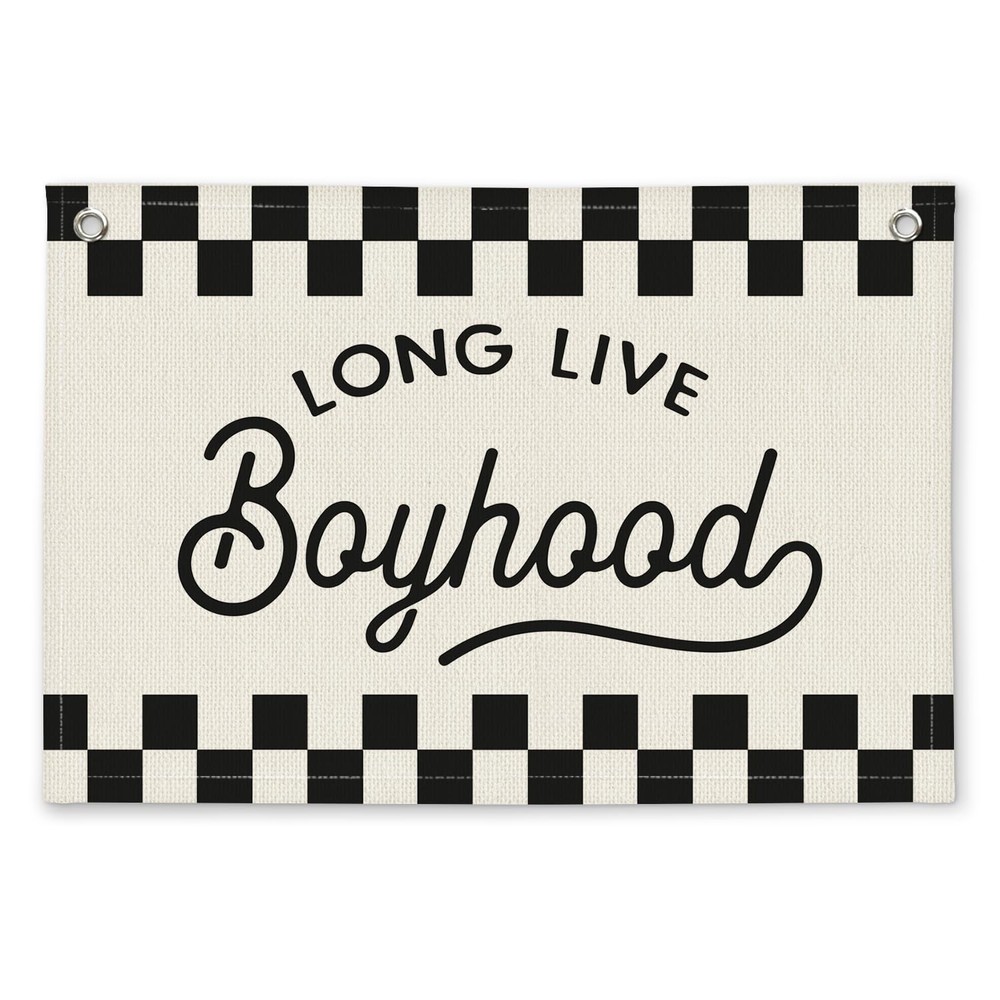 Long Live Boyhood Black and White Checkered Boys Room Decor – Cars Room Decor…