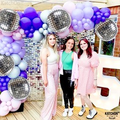 Katchon, Silver Disco Ball Balloons -22 Inch, Pack Of 6 | 4D Sphere Ba