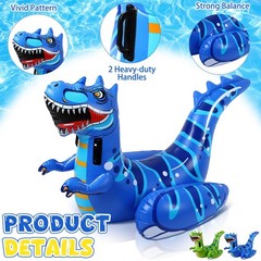 4 Pcs Inflatable Dinosaur Pool Float Game Set for Kids Teens Adults, 2 Player…