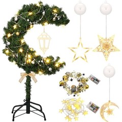 Eid Crescent Moon Tree W/ LED Lights Ramadan Decorations Islamic Holiday Decor