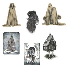 Little Ghouls Art Haunted House Halloween Party Wall Decoration Paper Cutouts