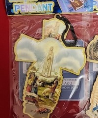 3 CROSS WOOD – VIRGIN MARY GUADALUPE – And JESUS NEW IN BAG