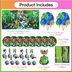 Zelda Happy Birthday Decoration Kit, 56 pieces, New – Free Shipping!