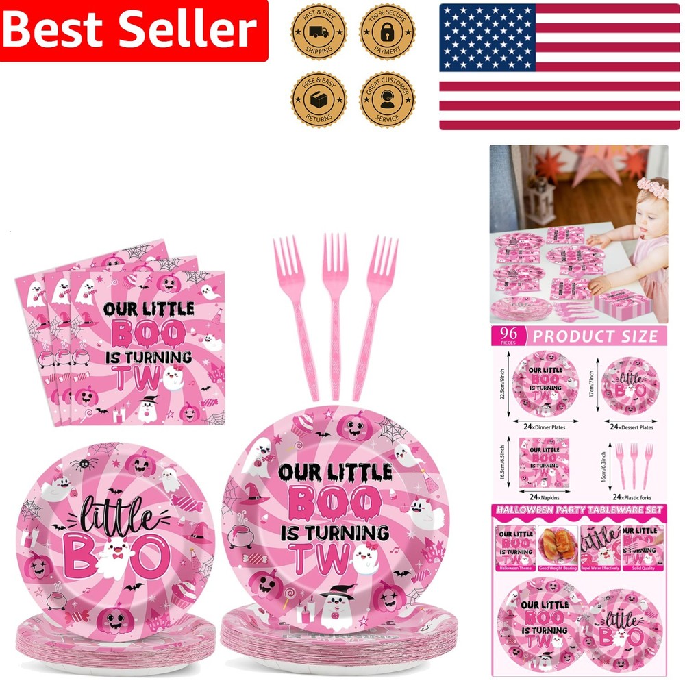 Halloween Pink Ghost Birthday Party Supplies Dinnerware Plates Napkins