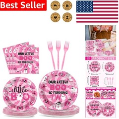 Halloween Pink Ghost Birthday Party Supplies Dinnerware Plates Napkins