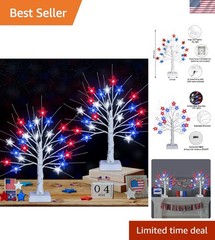 Festive 2 Pack 18 Inch Tabletop Tree Lights with 24 LEDs – Ideal for Parties