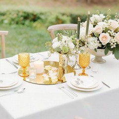 24 PCS 12 Inch Gold Round Flat Circle Mirror Tray Plate Table Centerpiece