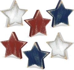 Charming Retro Wooden Star Decorations (Set of 6) for Independence Day & Beyond
