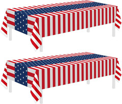 2 Pack Patriotic Tablecloths,Patriotic Decorations 54″ X 108″ Disposable America