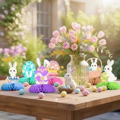 Pack of 9 Pre Assembled Rabbit Honeycomb Decoration Easy Setups Party Supplies