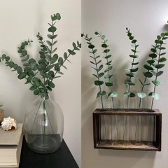 Tinsow 5 Pcs Real Touch Leaf Artificial Eucalyptus Stem Faux Green