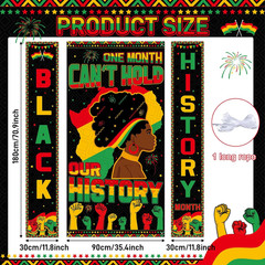 3 Pcs Black History Month Door Banner Backdrop Decorations Pan African American