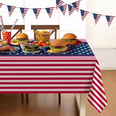 2 Pack American Flag Tablecloths, 54″ x 108″ Disposable for Parties & Events