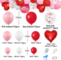 Valentine’S Day Red Balloons Arch Garland Kit 110 Pack 5″ 10″ 12″ Red Pink White