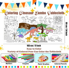Dinosaur Coloring Tablecloth for Kids, DIY Crafts Dinosaur Coloring Table Cloth,