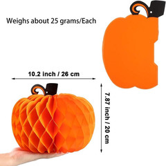 6 Pack Paper Pumpkin Honeycomb Pumpkin Centerpieces 3D Tissue Pumpkins 10.2 Inch