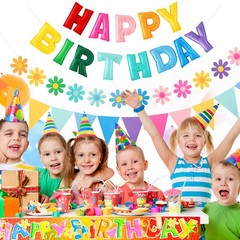 Felt Birthday Decorations, NO DIY, Pre-Strung 3D Felt Happy Birthday Banner w…