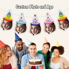 Personalized Birthday Party Banner with Name,Age &Photo – Custom Numbered Years♤