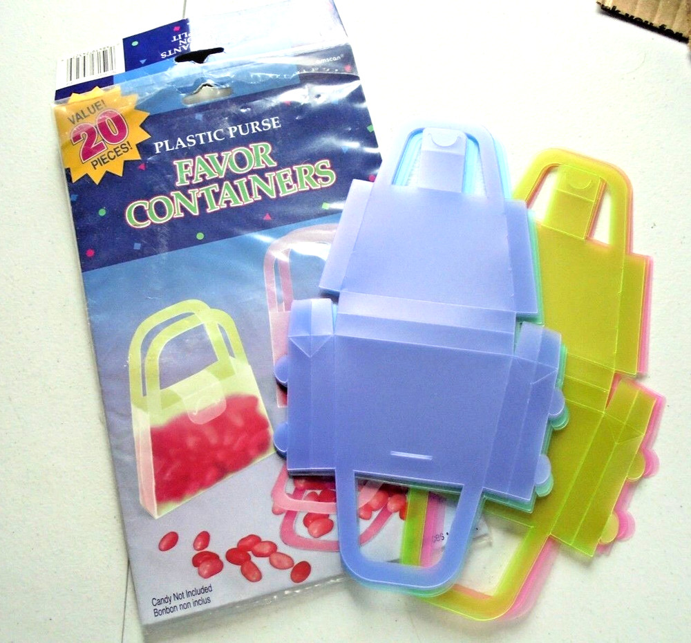 Amscan Plastic Purse Favor Candy Treat Bag Containers 12 Pack Crafts Party AS IS