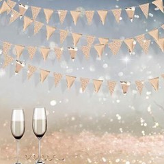 30Ft Champagne Gold Party Decorations Triangle Pennant Banner Gold Hanging Pa…