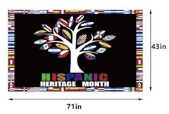 Hispanic Heritage Month Flag Banner Backdrop 71 X 43” Tree with flags & Border