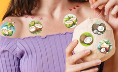 500 Pcs Coconut Themed Stickers for Birthday Party Decorations